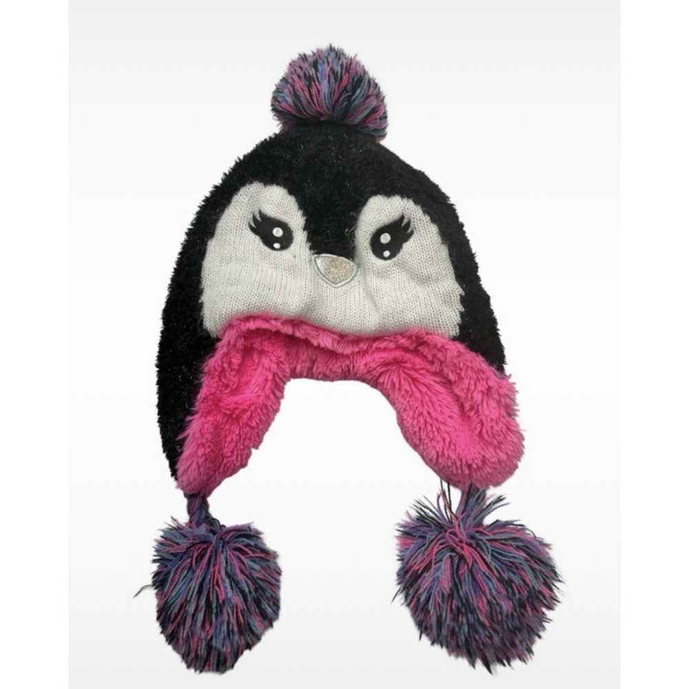 Capelli Kids Pom Pom Penguin Pink Winter Hat Girls Size S/M